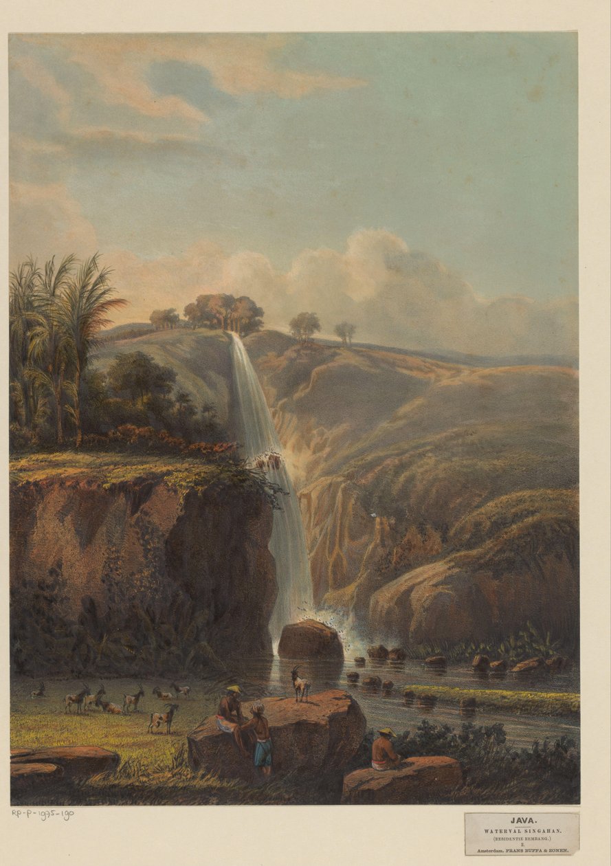 Ansicht des Wasserfalls in Singahan von Johan Conrad Greive