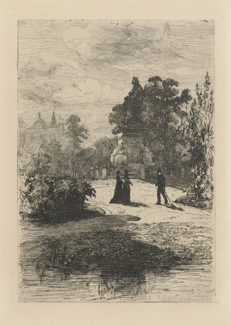 Ansicht der Statue von Vondel im Vondelpark von Johan Conrad Greive