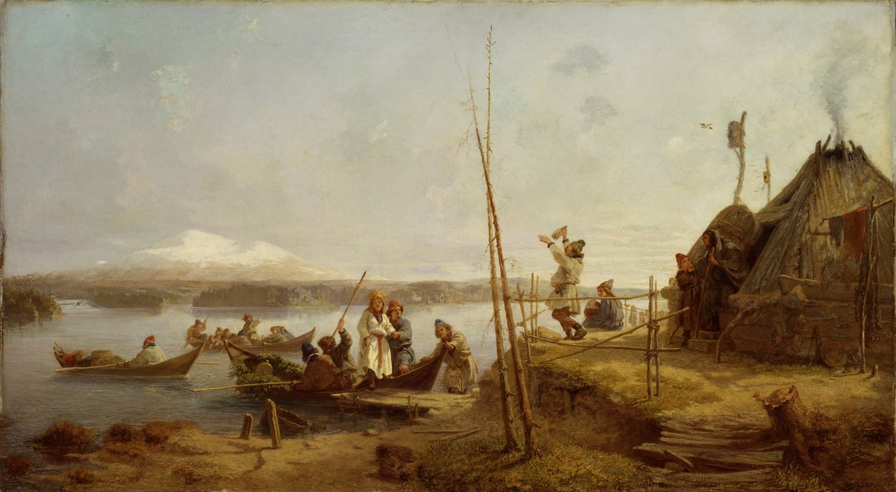 Hochzeitsheimkehr am See Hornavan von Johan Fredrik Hockert