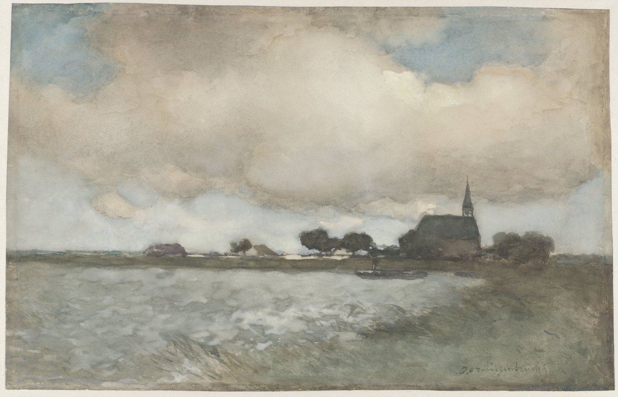 Ansicht der Kirche in Noordse Dorp bei Noorden von Johan Hendrik Weissenbruch