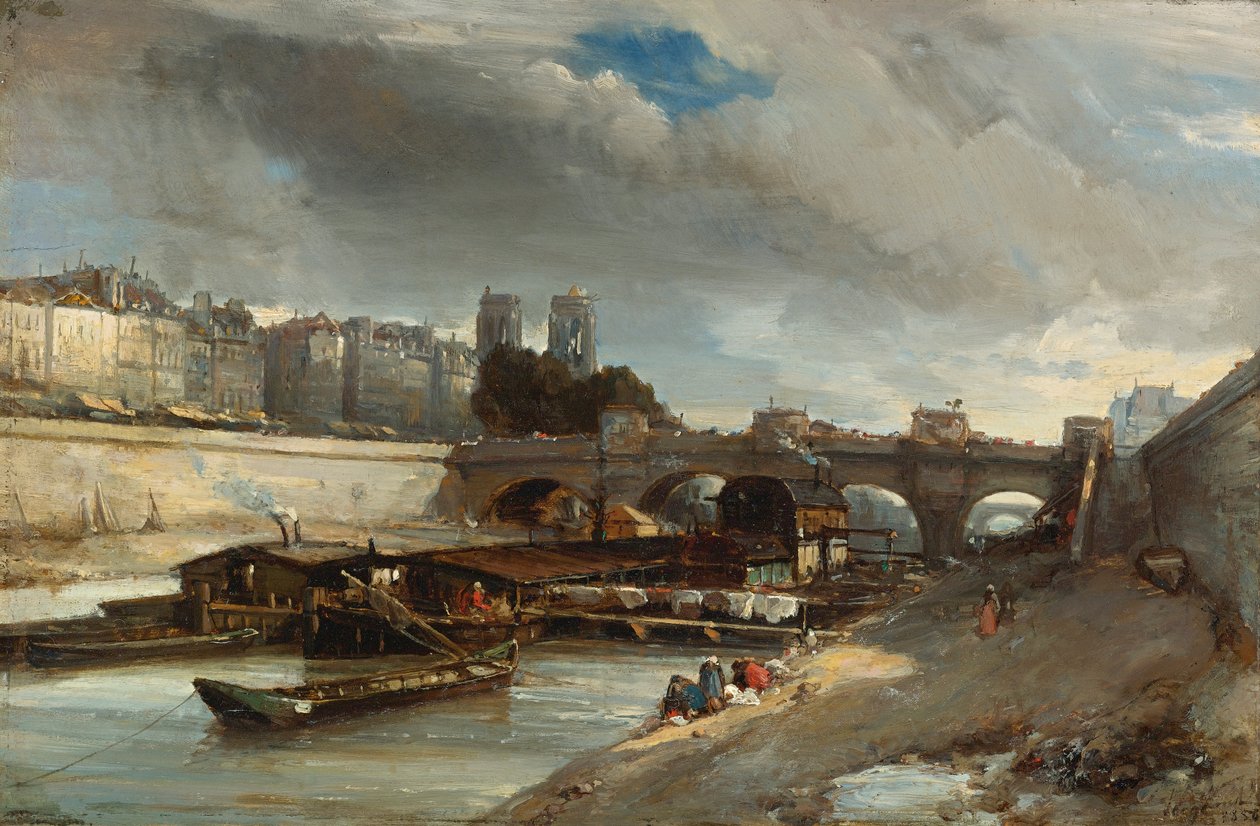 Boot wasplaats de buurt van de Pont Neuf, Paris von Johan Jongkind