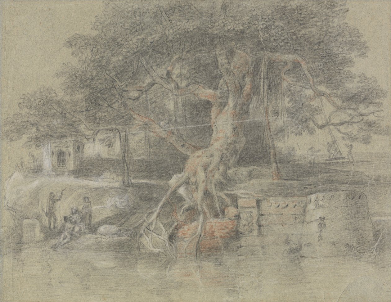 Ein sterbender Hindu wird zum Fluss Ganges gebracht von Johan Joseph Zoffany