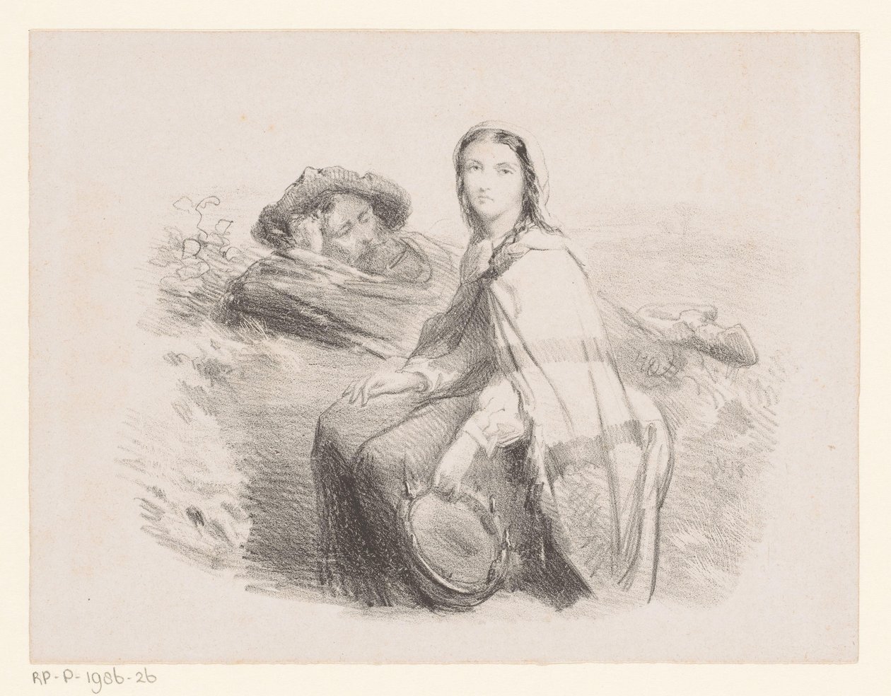 Liegender Mann und Frau mit Tamburin von Johan Michaël Schmidt Crans (attributed to)