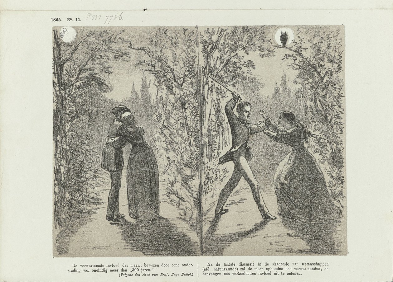 Karikatur über den Einfluss des Mondes, 1865 von Johan Michaël Schmidt Crans