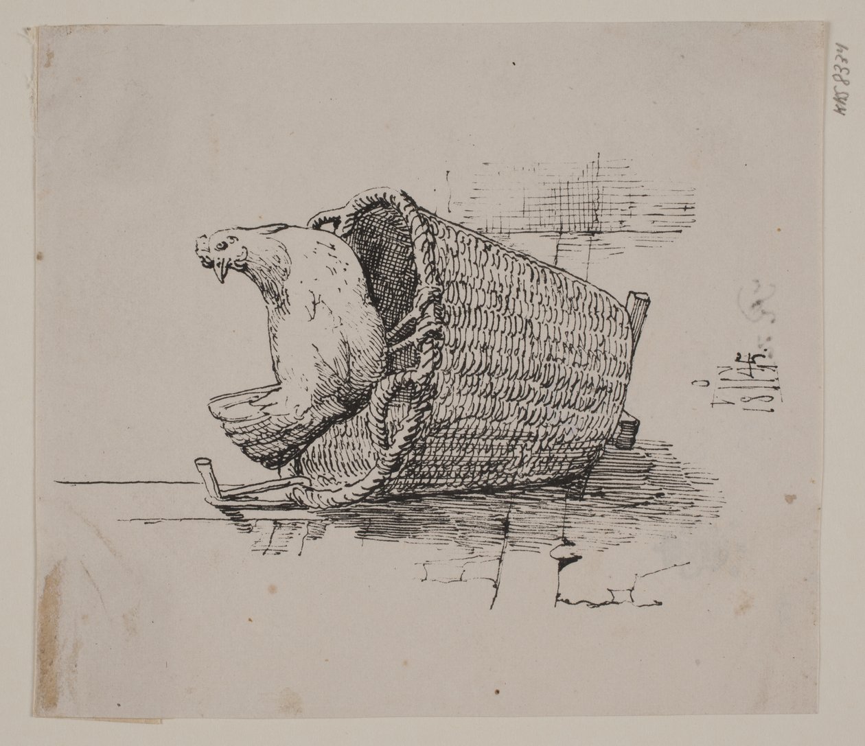 Eine Henne auf einem Korb von Johan Thomas Lundbye