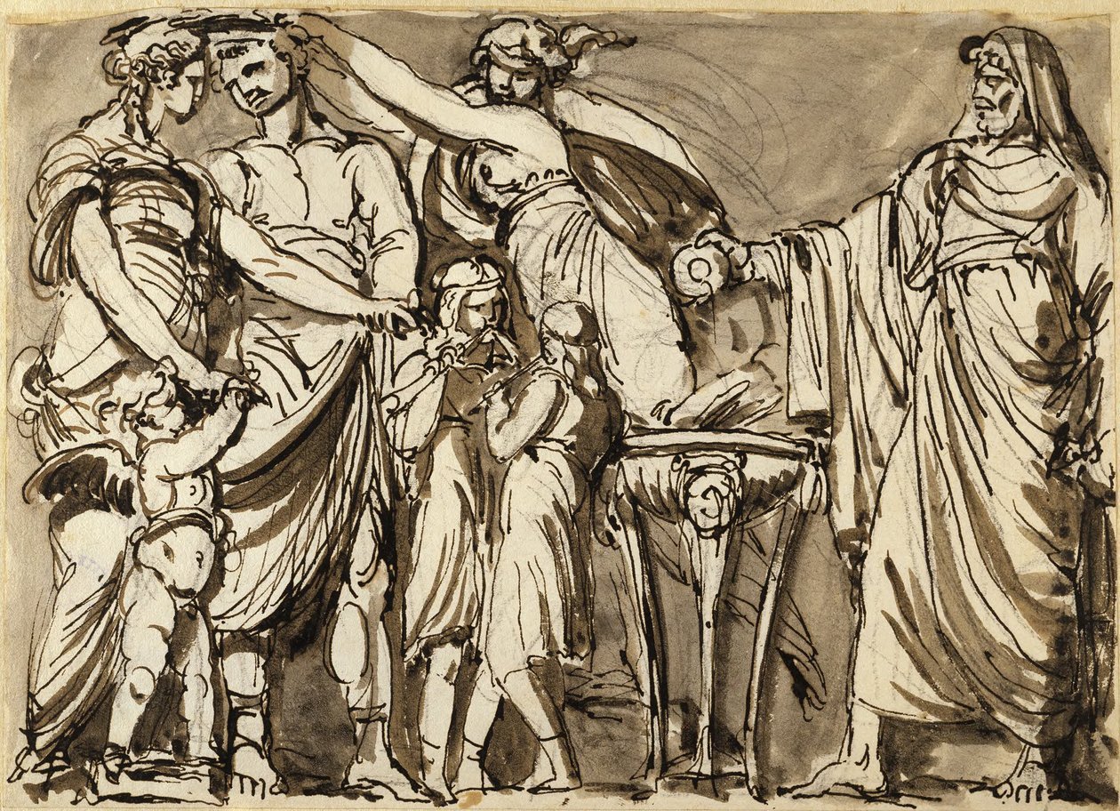 Entwurf für ein Relief mit antiker Hochzeitsszene von Johan Tobias Sergel
