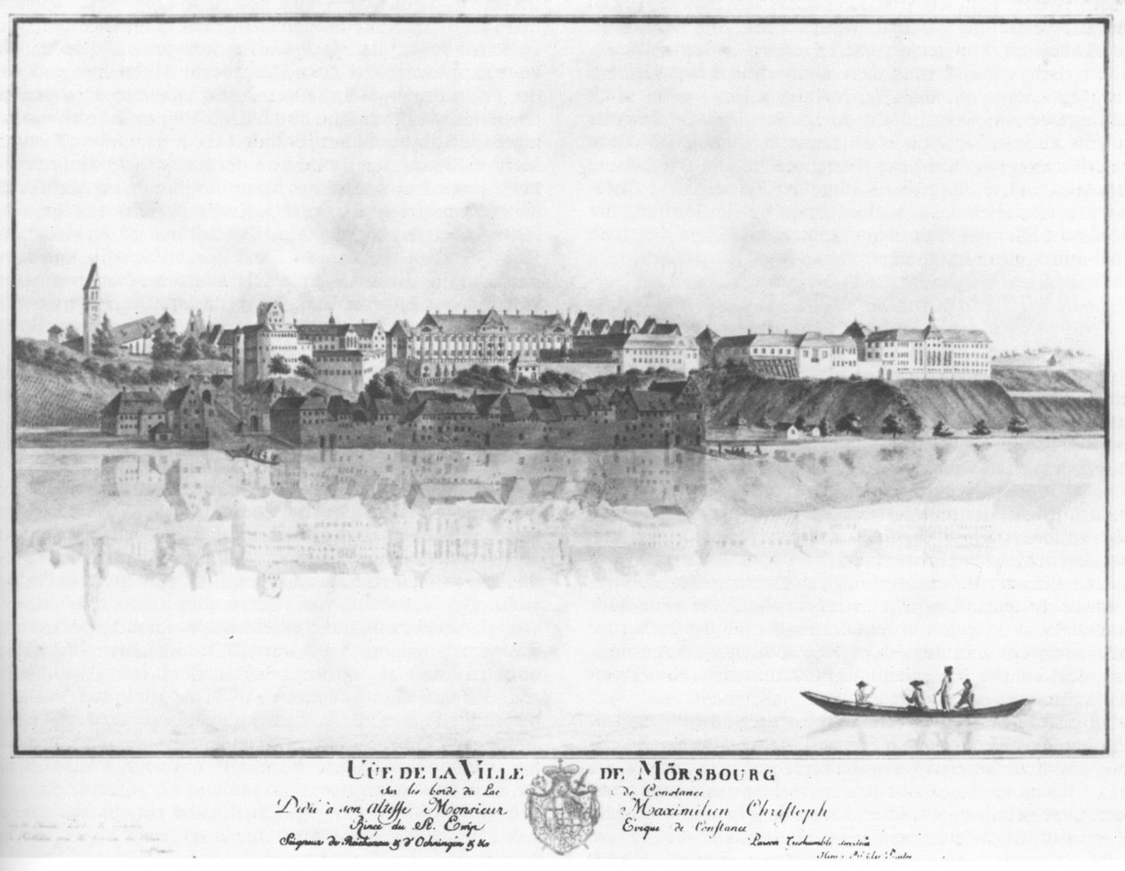 Ansicht der Stadt Meersburg vom See aus von Johann Heinrich Bleuler
