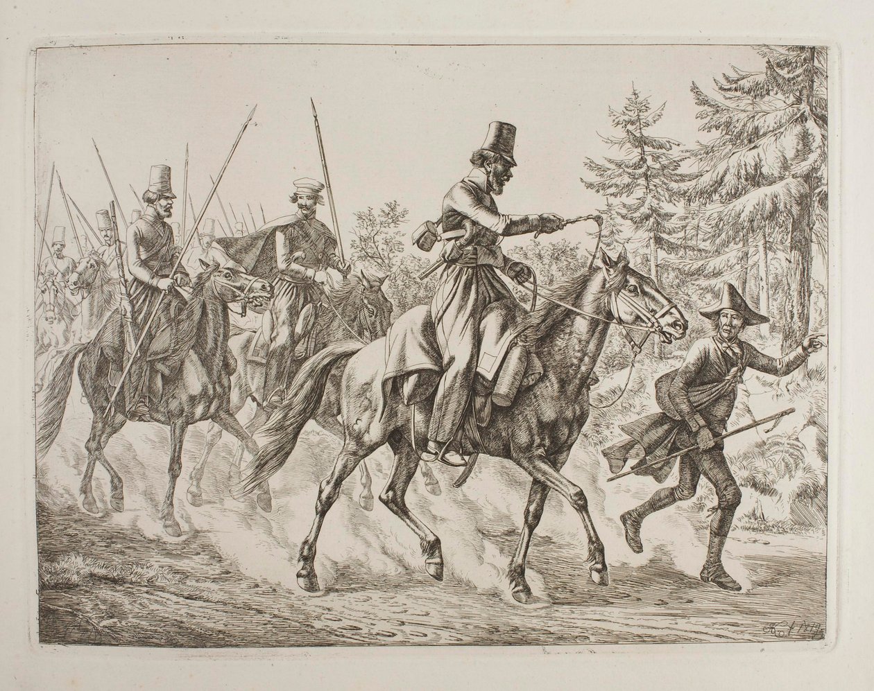 Eine Truppe Kosaken mit einem jüdischen Führer von Johann Adam Klein