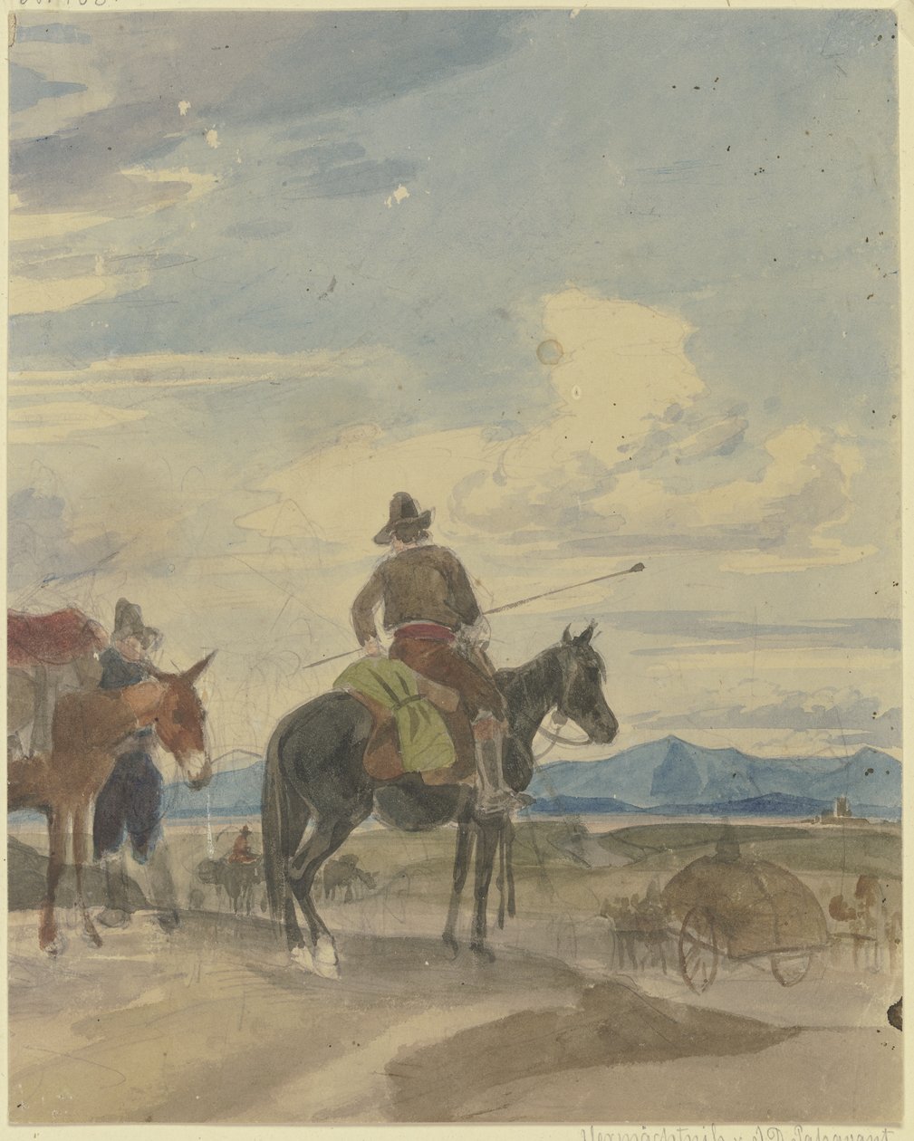 Bauer zu Pferde und Maultiertreiber aus der römischen Campagna von Johann Adam Klein
