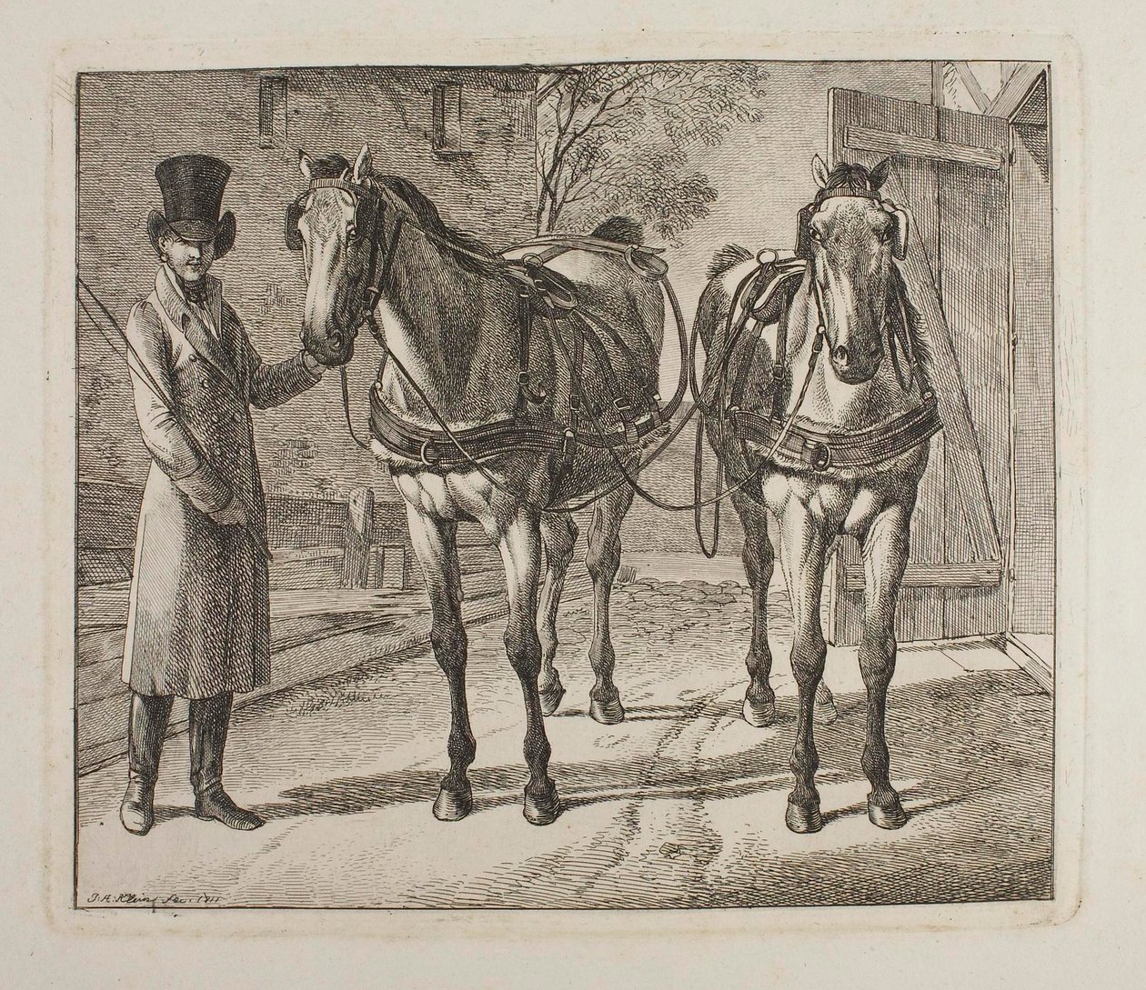 Kutschpferde mit Geschirr von Johann Adam Klein