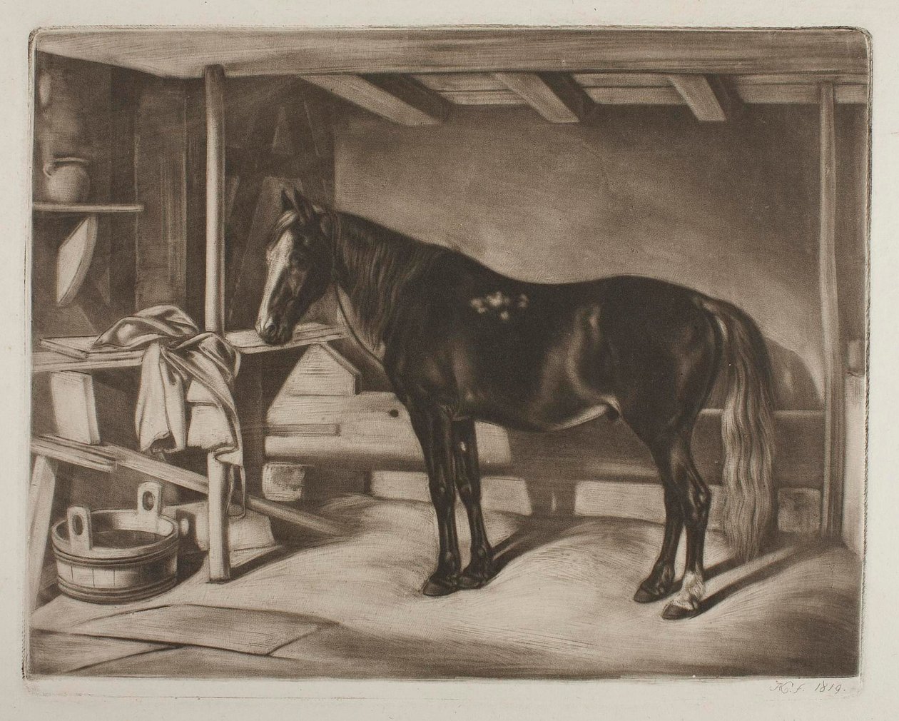 Pferd im Stall von Johann Adam Klein