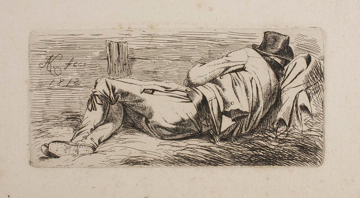 Mann schlafend auf Streu von Johann Adam Klein