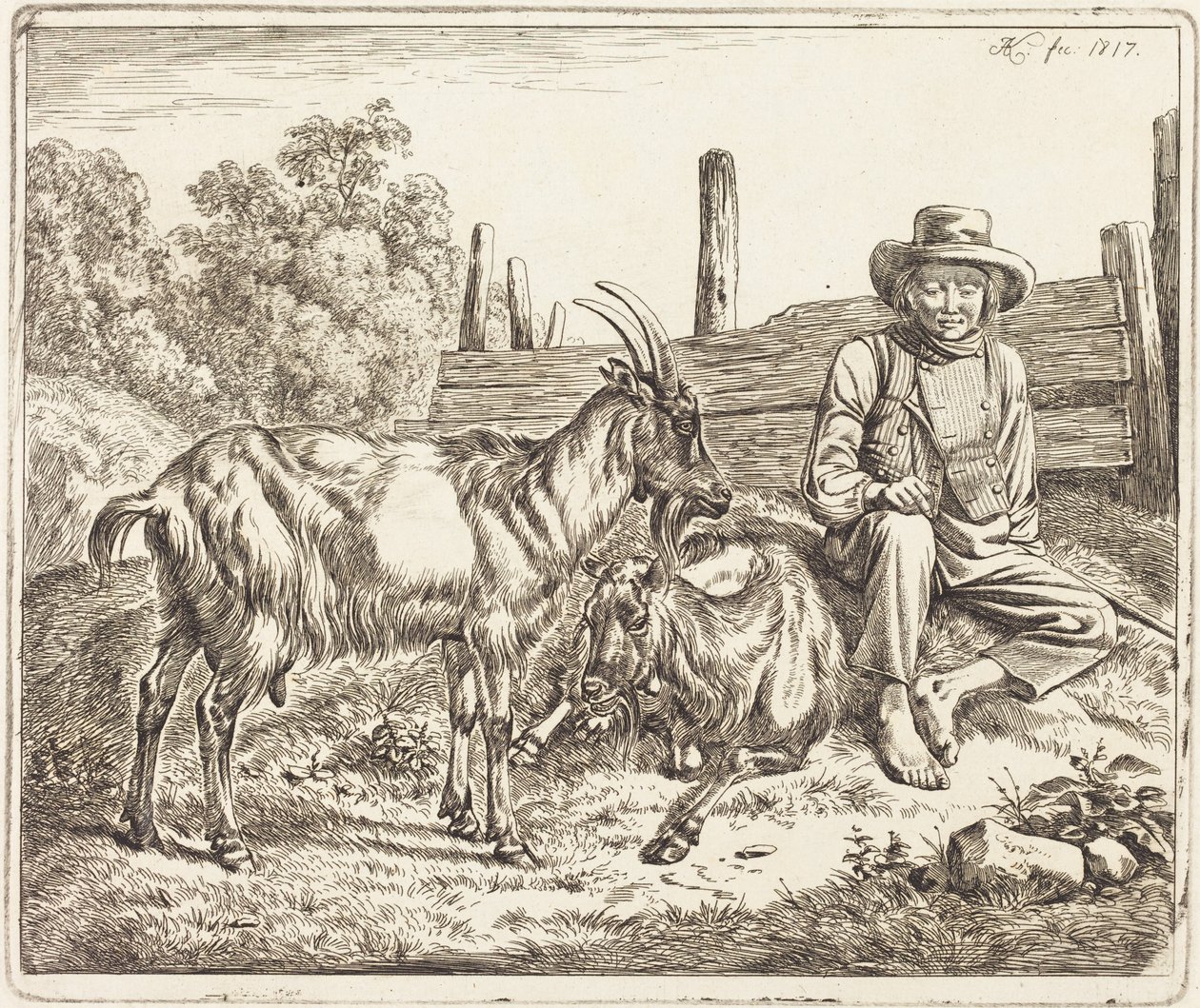 Hirtenjunge mit zwei Ziegen von Johann Adam Klein