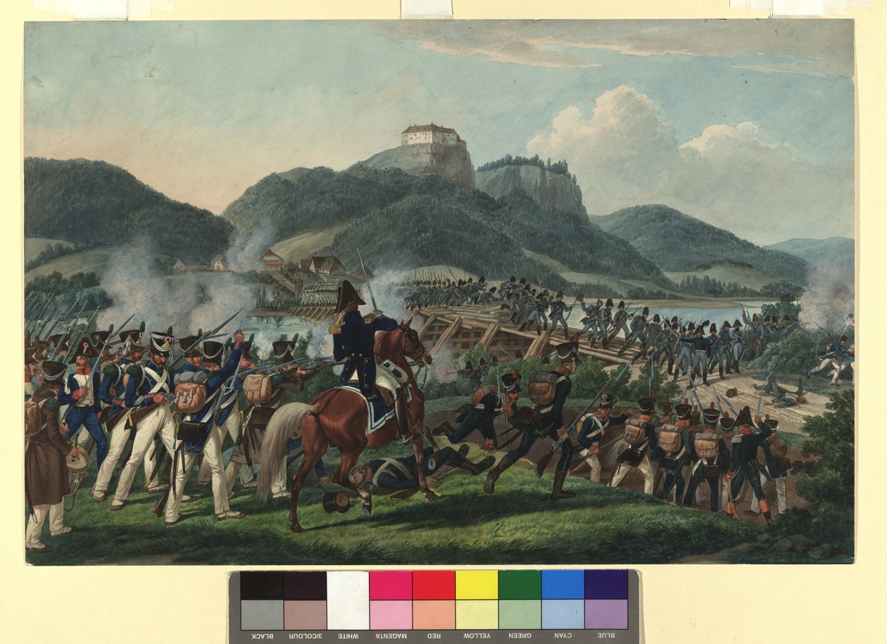 Übergang der österreichischen Truppen unter Baron Hiller bei Hollenburg an der Drau am 19. September 1813 von Johann Adam Klein