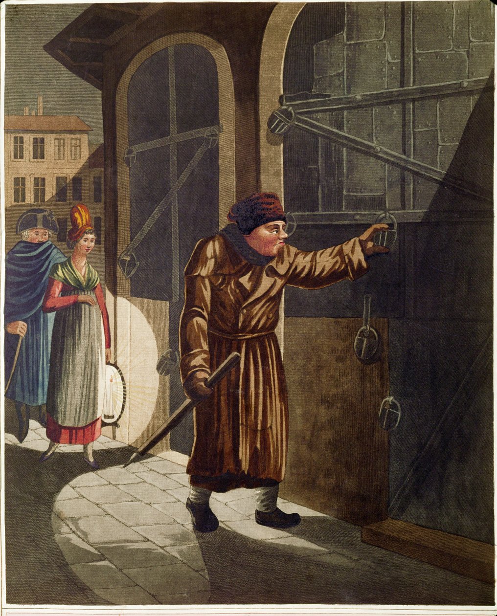 Der Nachtwächter, aus einer Serie von Wiener Typen von Johann Adolph Opitz