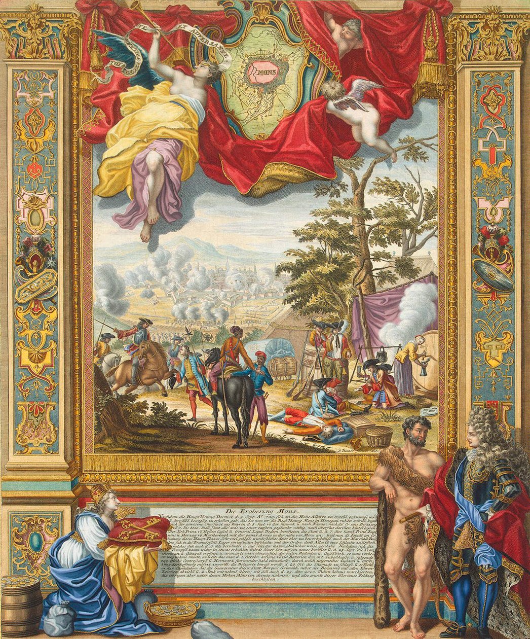 Belagerung von Mons durch die alliierten Truppen im Jahr 1709, frühes 18. Jahrhundert von Johann August Corvinus