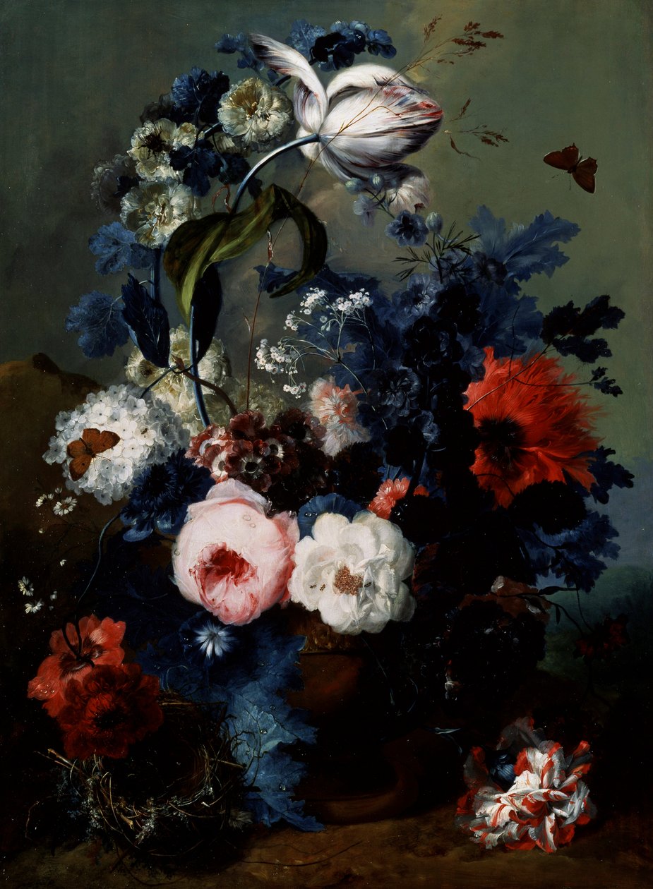 Stillleben mit Rosen, Mohn und Iris von Johann Baptist Drechsler