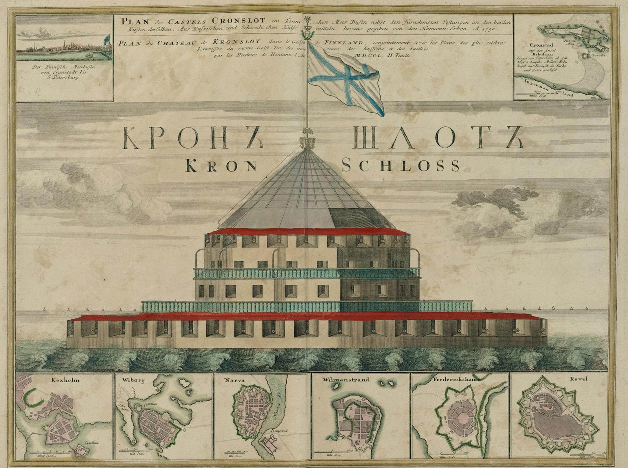 Plan der Festung Kronstadt, 1750 von Johann Baptista Homann