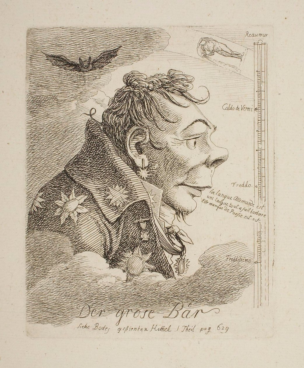 "Der große Bär", Karikatur des russischen Grafen Mattweff (möglicherweise der Maler Fyodor Matveyev) von Johann Christian Reinhart