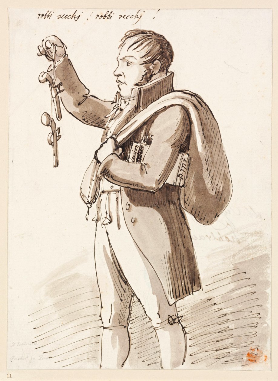 Ein Trödler Pistolen anbietend von Johann Christian Reinhart