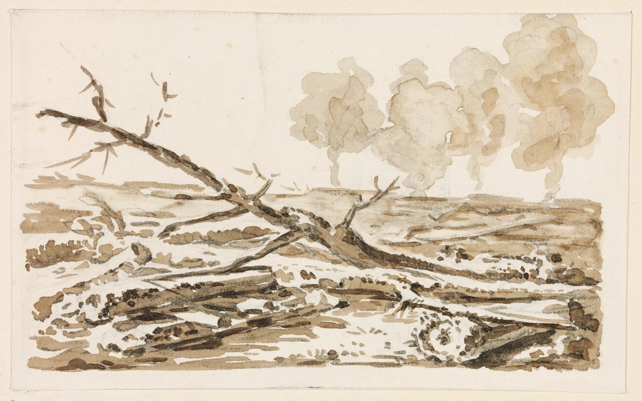 Landschaftsskizze mit Gehölz am Boden von Johann Christian Reinhart