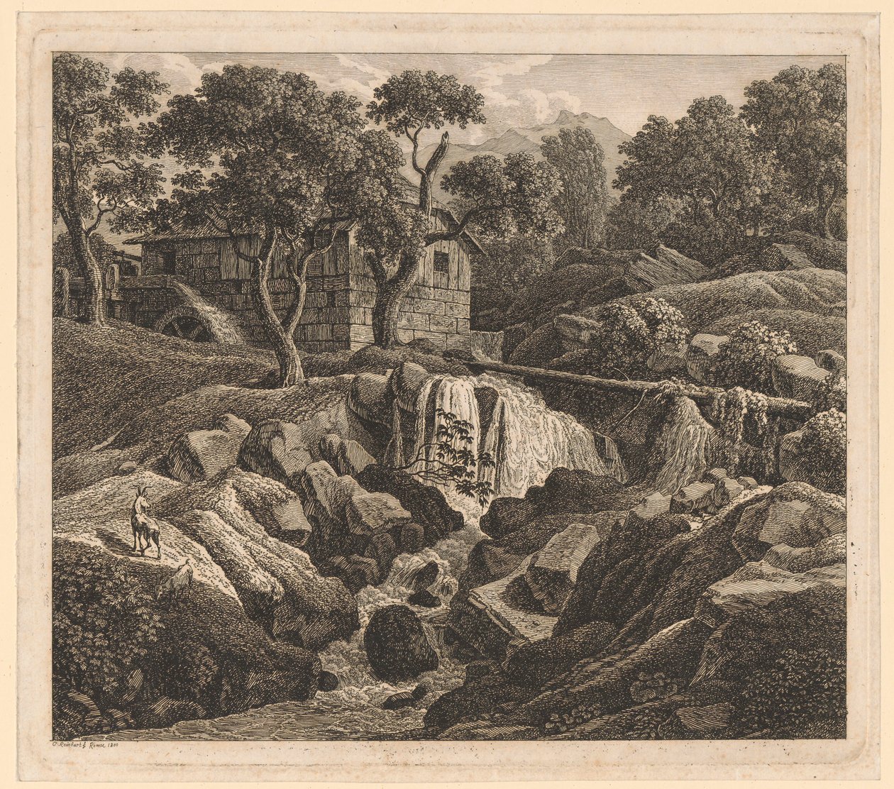 Landschaft mit Wasserfall von Johann Christian Reinhart