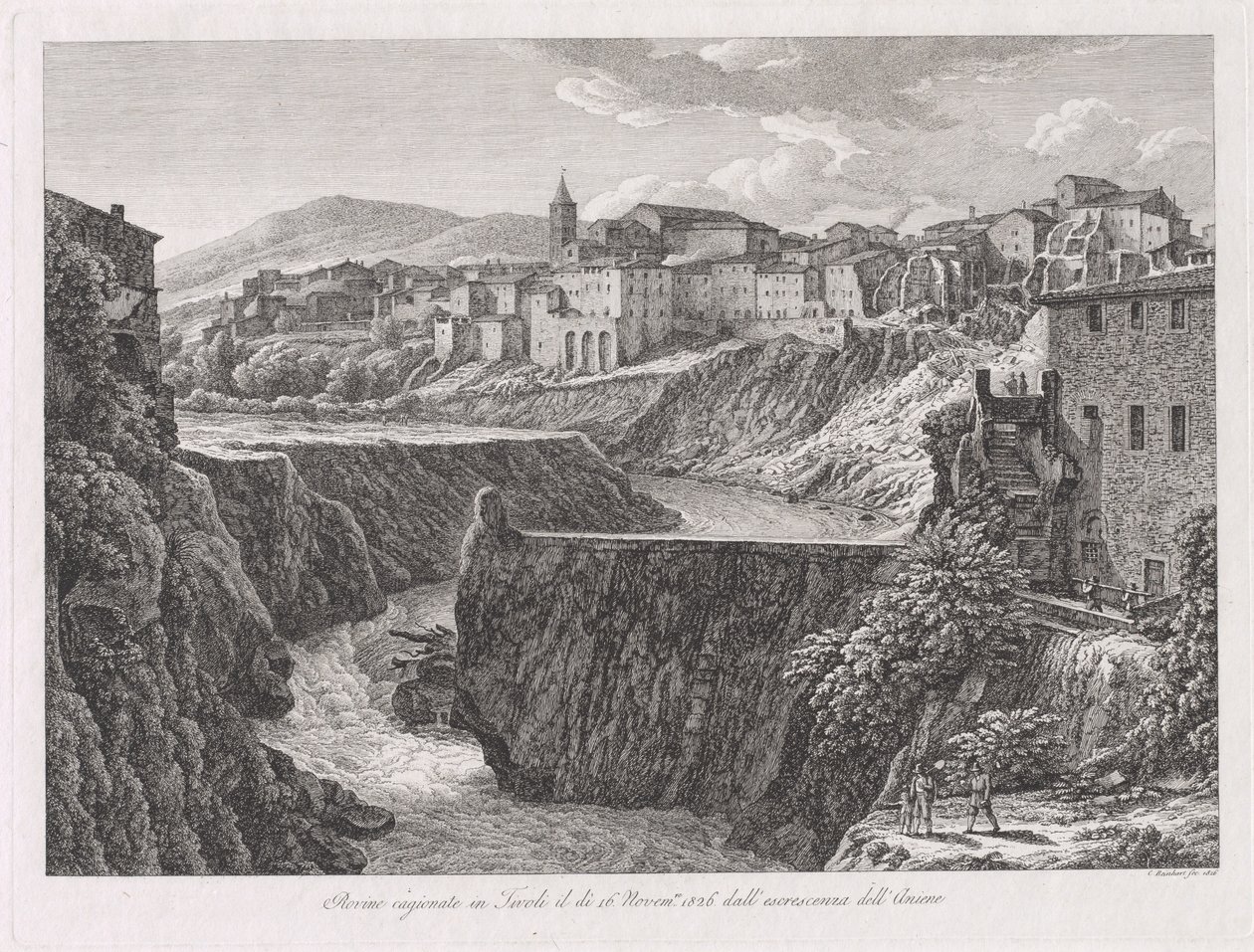 Tivoli durch die Überschwemmung des Flusses Aniene beschädigt von Johann Christian Reinhart