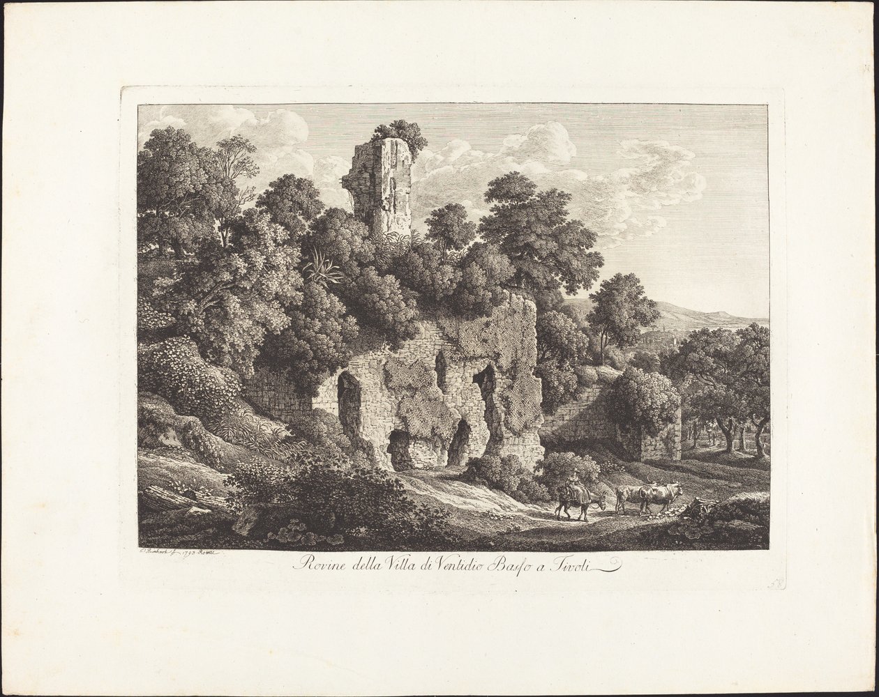 Ruinen der Villa von Ventidio Basso in Tivoli von Johann Christian Reinhart
