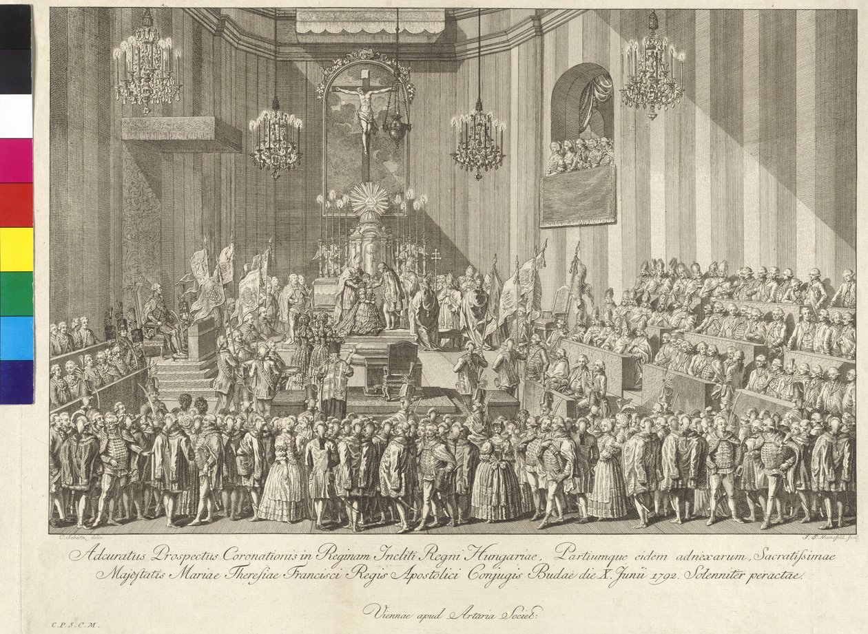 Krönung der Kaiserin Maria Theresia zur Königin von Ungarn am 10. Juni 1792 in Budapest von Johann Ernst Mansfeld