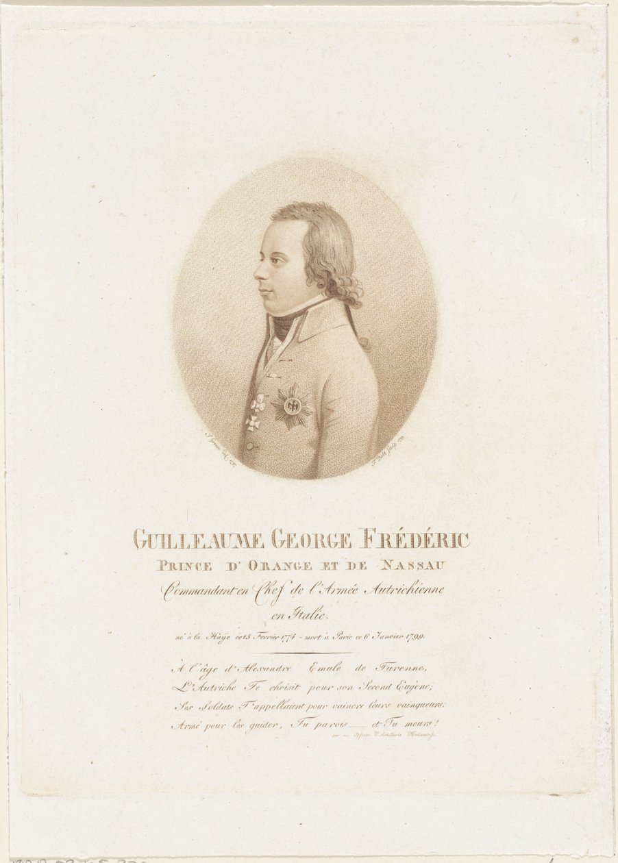 Porträt von Friedrich, Prinz von Oranien-Nassau von Johann Friedrich Bolt