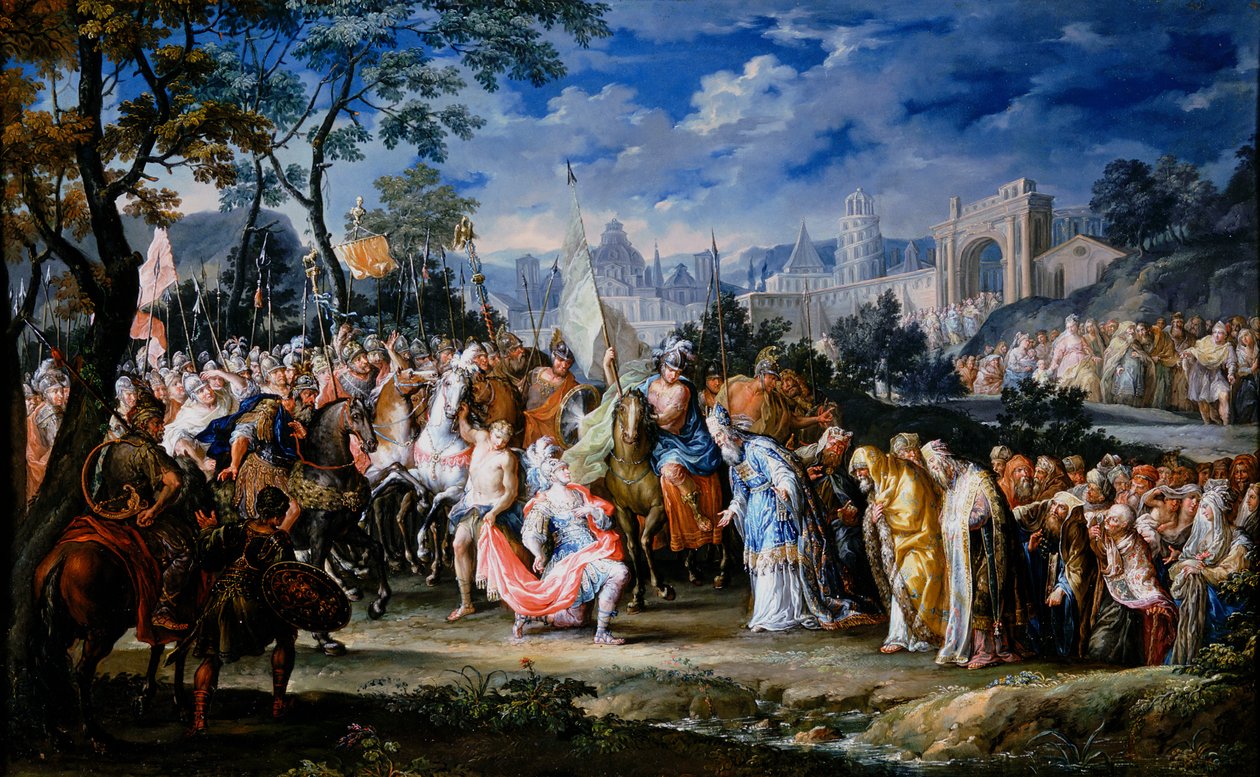 Einzug Alexanders des Großen in Babylon, 331 v. Chr., 18. Jahrhundert von Johann Georg Platzer