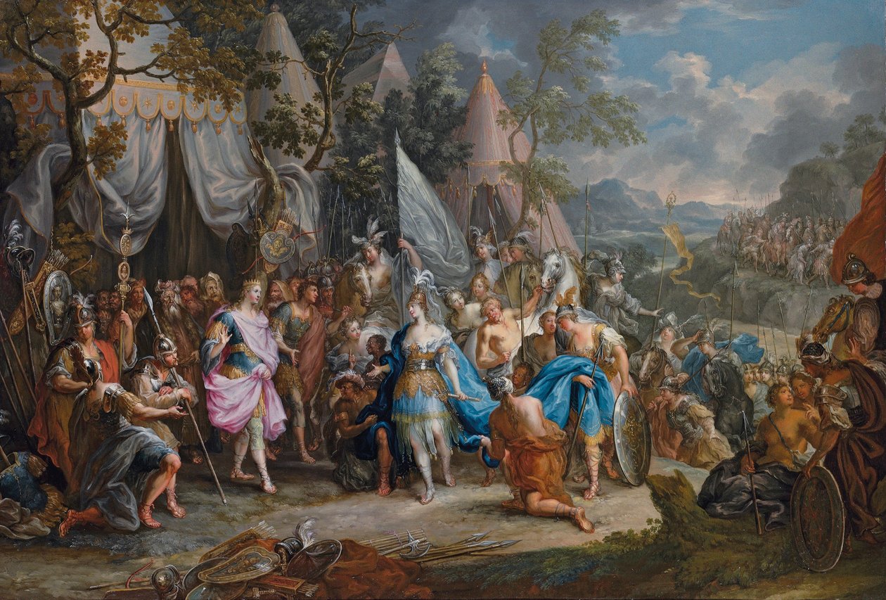Die Amazonenkönigin Thalestris im Lager von Alexander dem Großen von Johann Georg Platzer