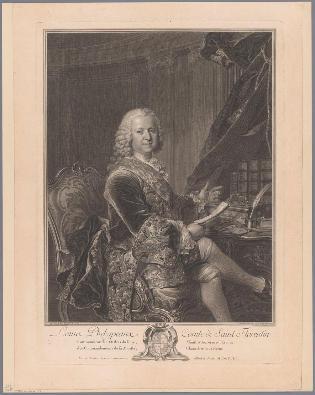 Porträt von Louis Phélypeaux de Saint-Florentin von Johann Georg Wille