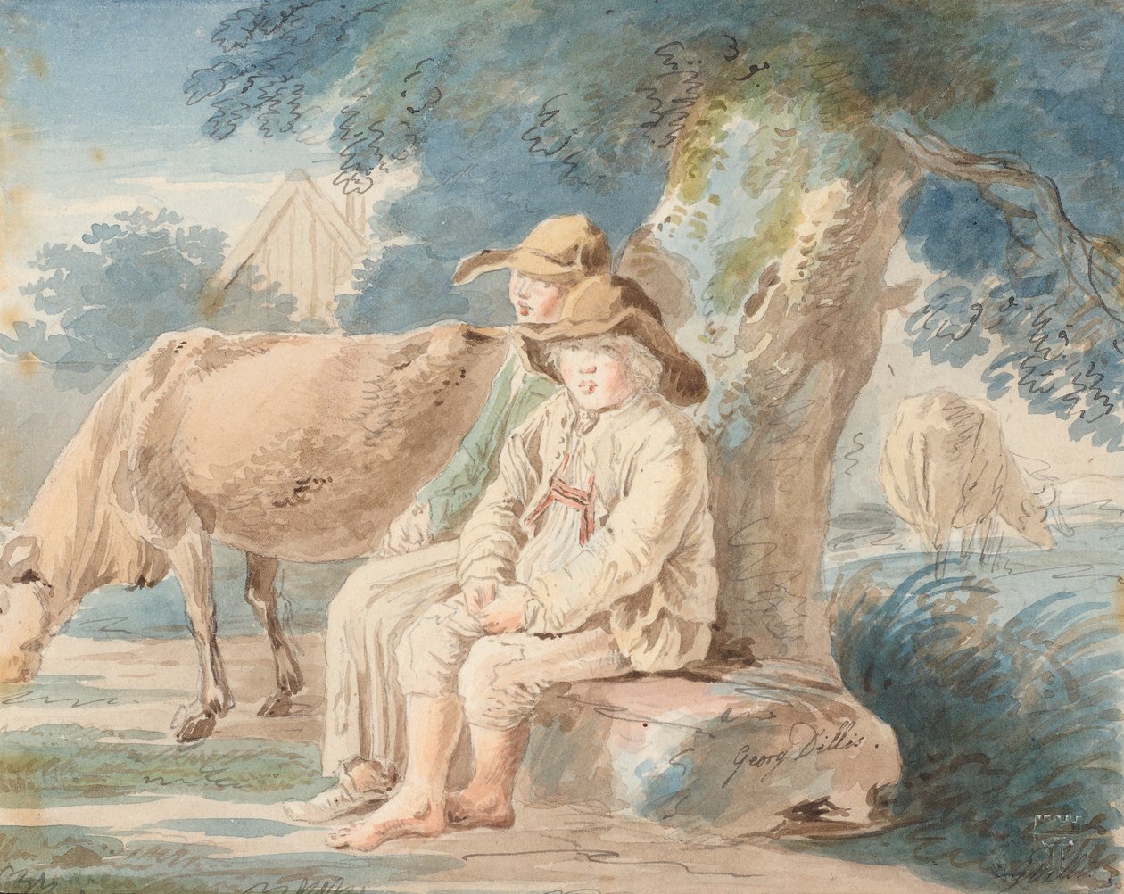 Jungen unter einem Baum von Johann Georg von Dillis