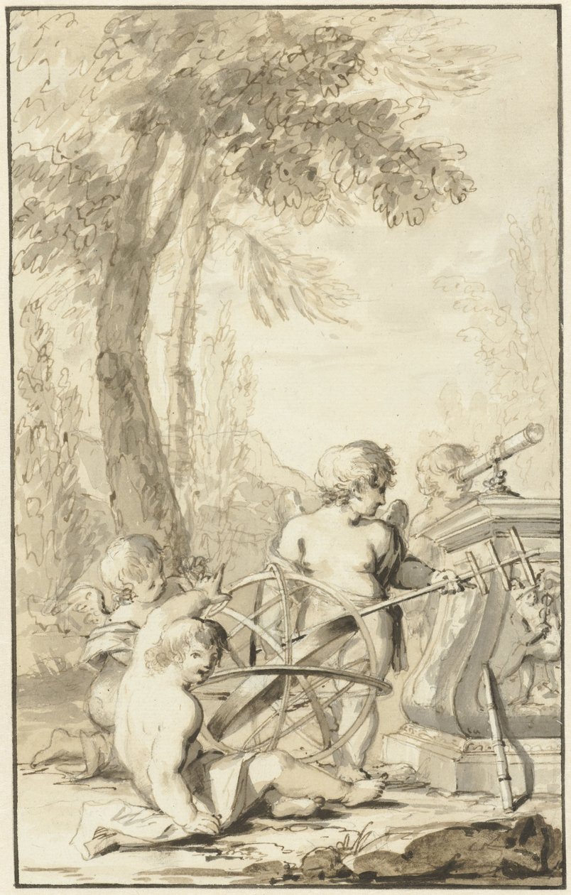 Allegorische Darstellung mit spielenden Kindern und astronomischen Instrumenten von Johann Heinrich Keller (II)