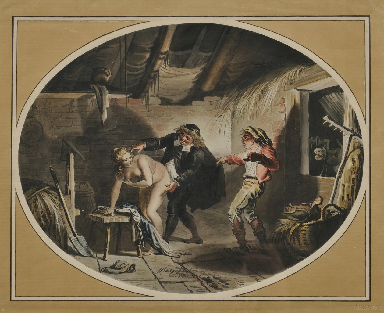 La Jument du compère Pierre nach dem Gedicht von Jean de La Fontaine, 1800 von Johann Heinrich Ramberg