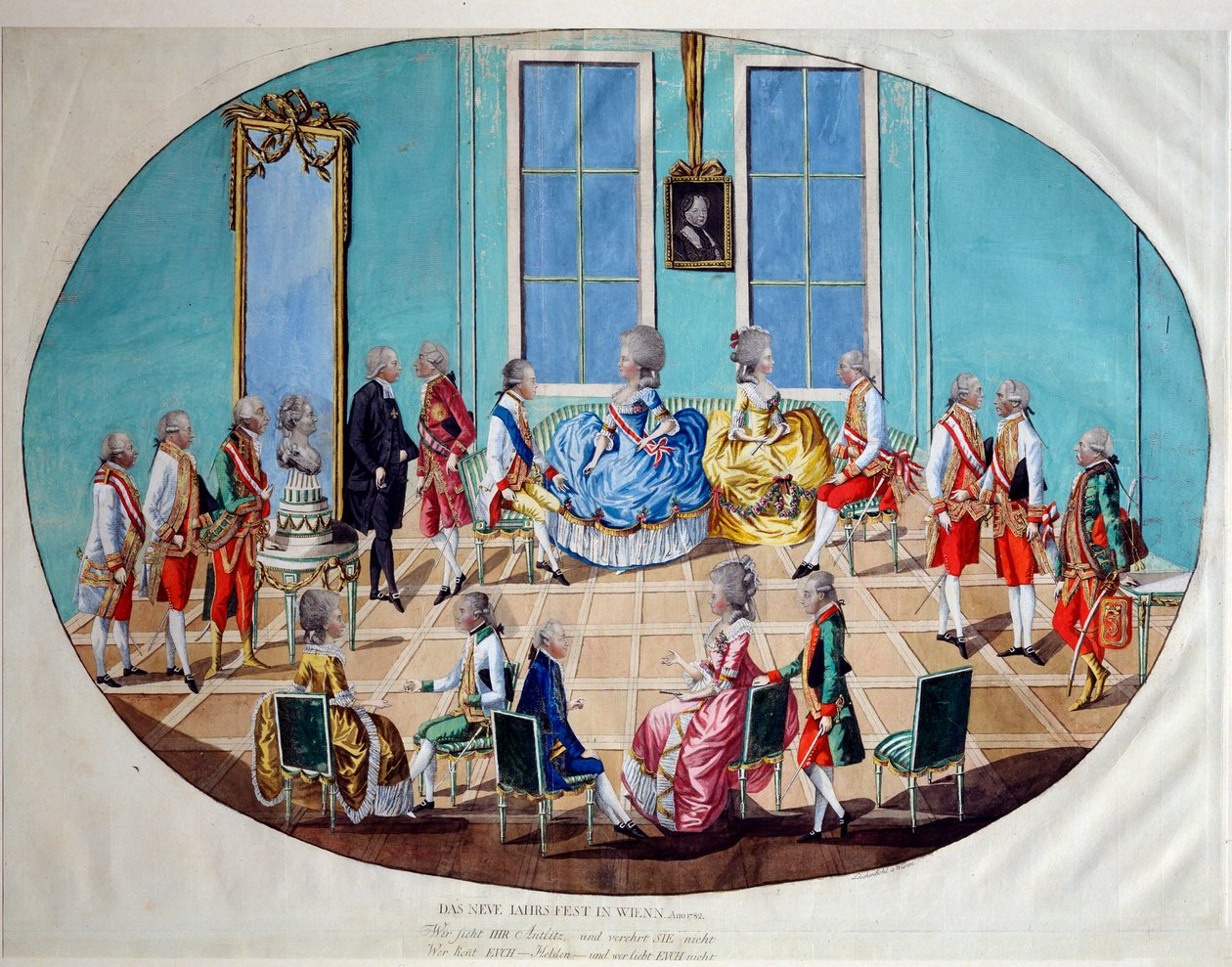 Die Neujahrsfeier in Wien im Jahr 1782, 1783 von Johann Hieronymus Löschenkohl
