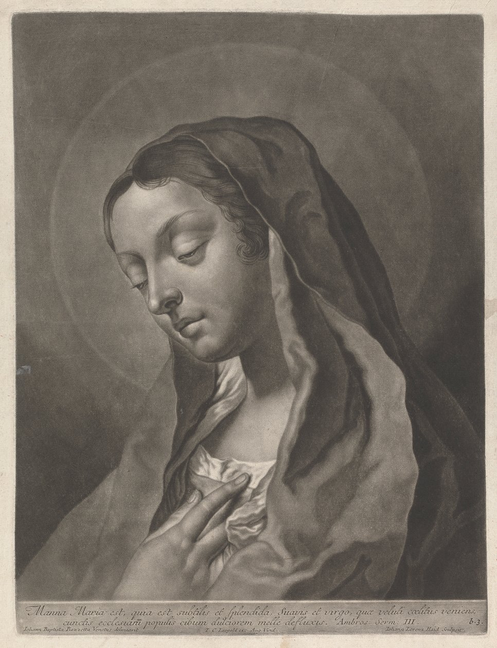 Manna maria est quia est subtilis et splendida suavis et virgo, quae veluti coelitus veniens, cunctis ecclesiaru populis cibum dulciorem melle defluxis von Johann Lorenz Haid
