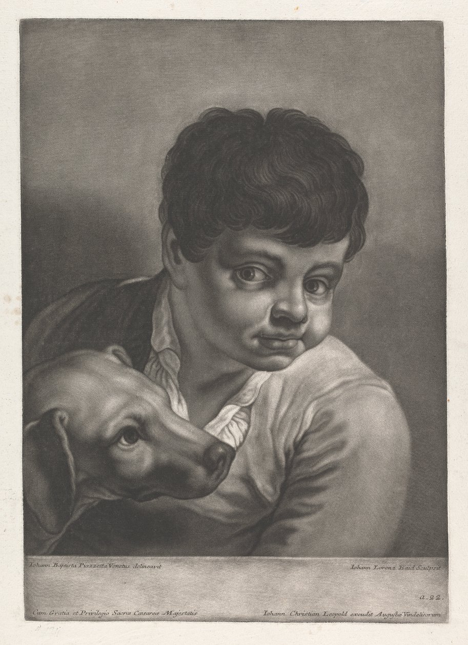 Porträt von Junge und Hund von Johann Lorenz Haid