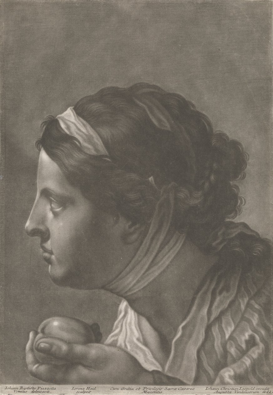 Porträt einer Frau, die Obst hält von Johann Lorenz Haid
