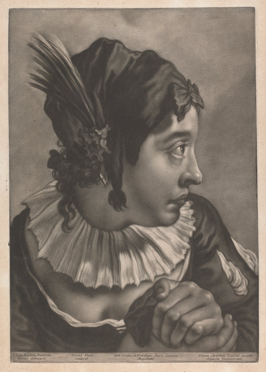 Porträt einer Frau mit Feder von Johann Lorenz Haid