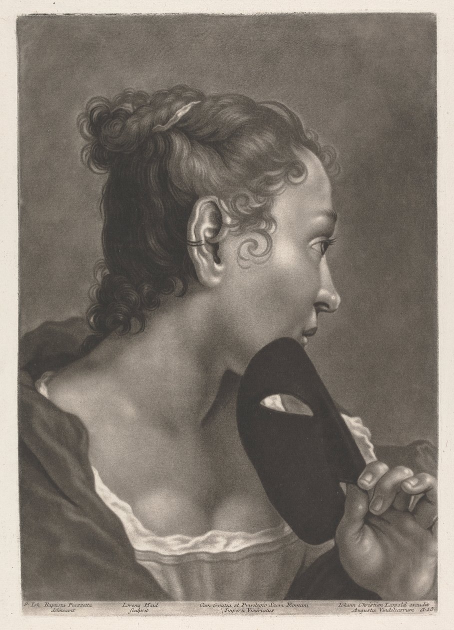 Porträt einer Frau mit Maske von Johann Lorenz Haid