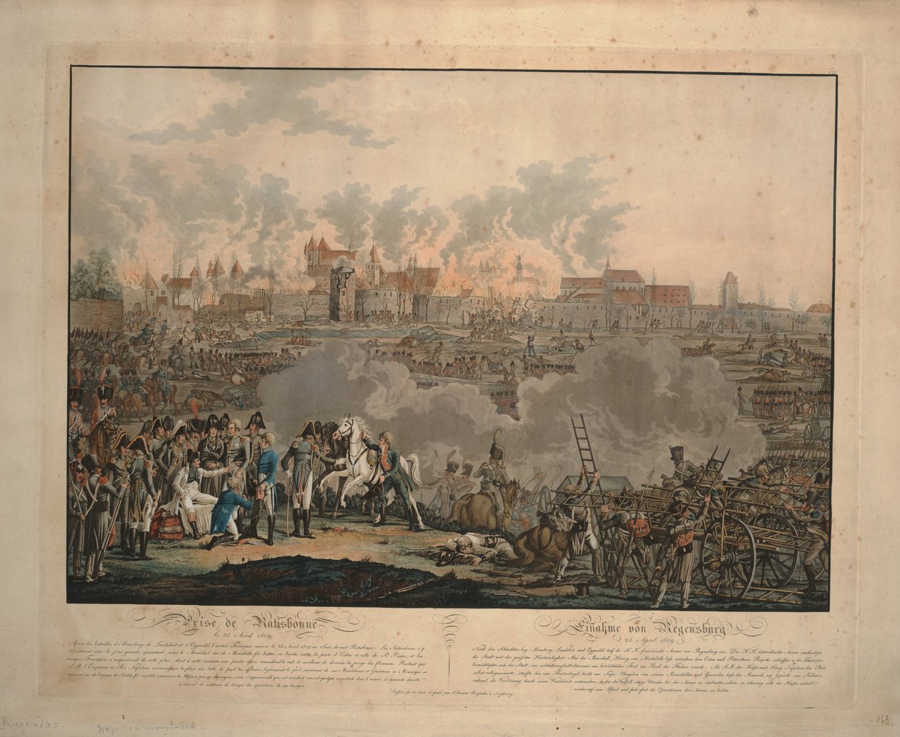 Die Schlacht von Regensburg am 23. April 1809, 1809 von Johann Lorenz Rugendas the Younger