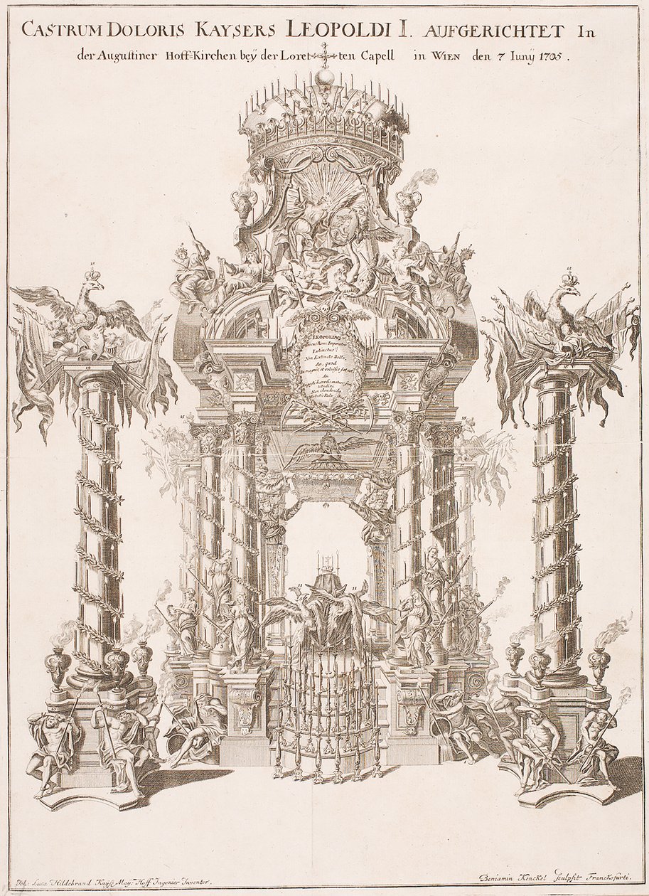 Trauergerüst für Kaiser Leopold I. in der Augustinerkirche in Wien, 1705 von Johann Lucas von Hildebrandt