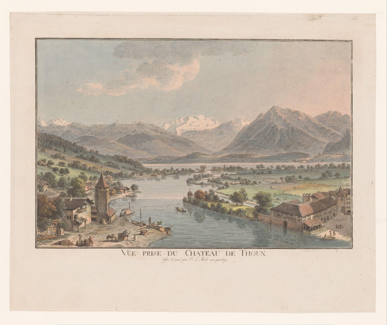 Blick auf den Thunersee vom Schloss Thun von Johann Ludwig Aberli