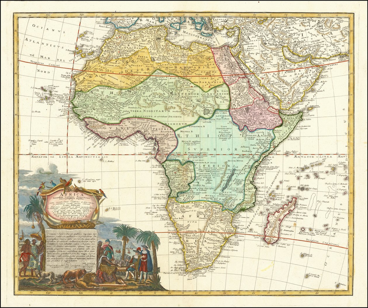 Karte von Afrika von 1737 von Johann Matthias Hase von Johann Matthias Hase
