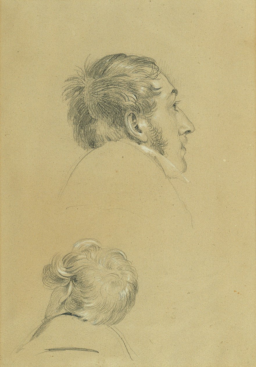 Zwei Kopfstudien zu "Rückkehr des Kaisers Franz aus Pressburg" von Johann Peter Krafft