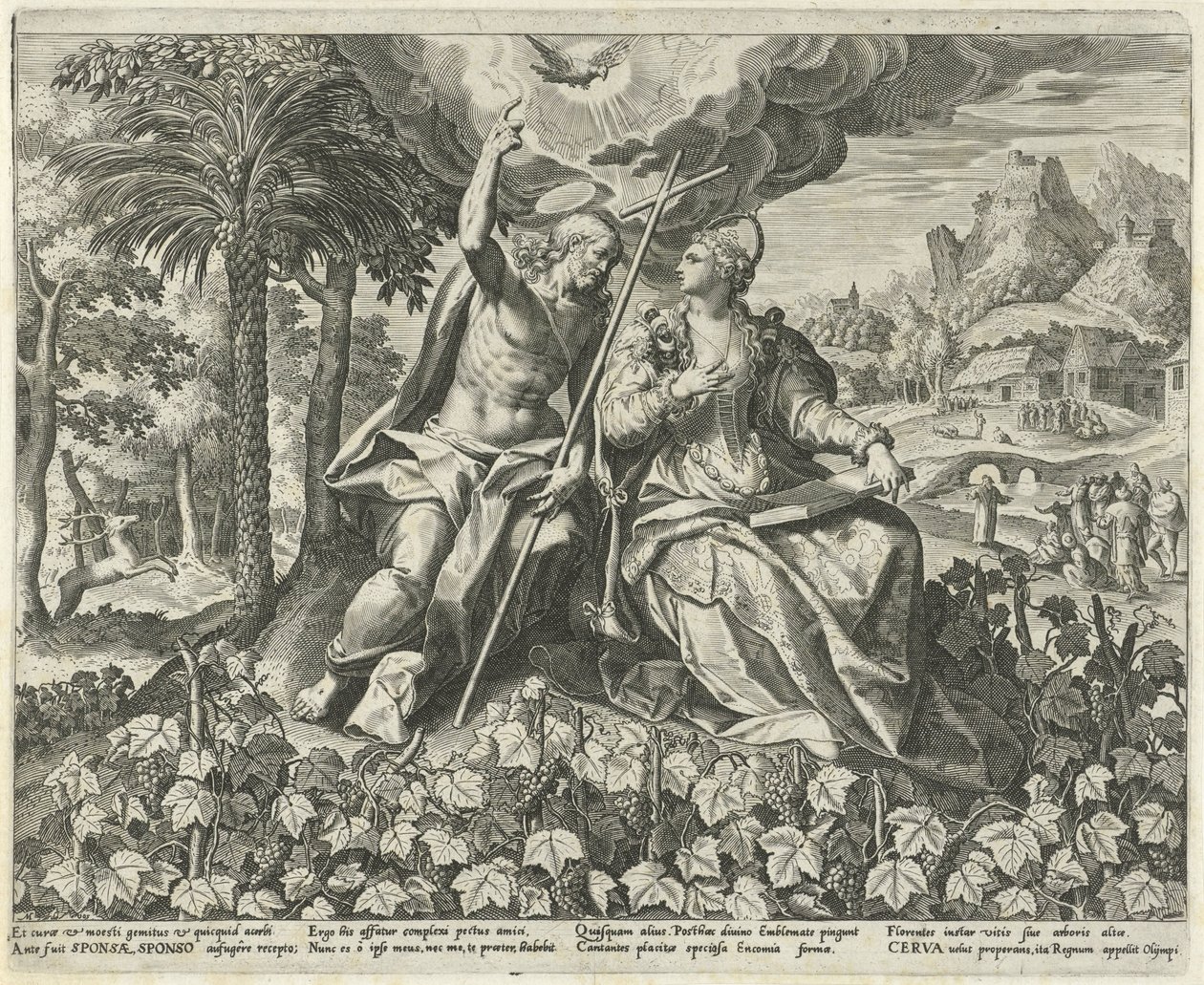 Christus und seine Braut in einem Weinberg von Johann Sadeler (I)
