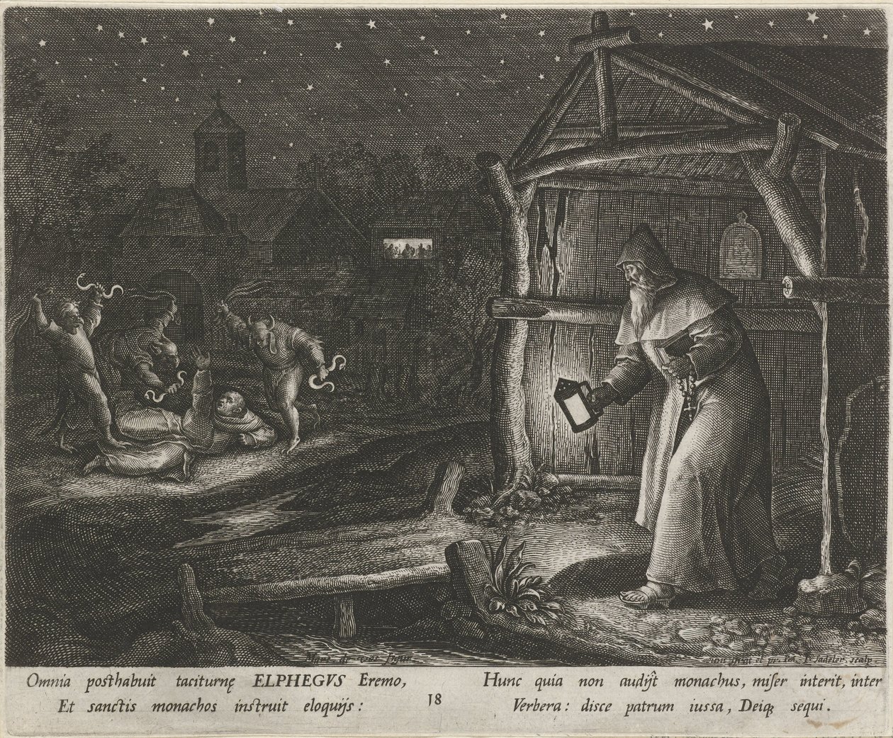 Heiliger Alphegus von Canterbury als Einsiedler von Johann Sadeler (I)