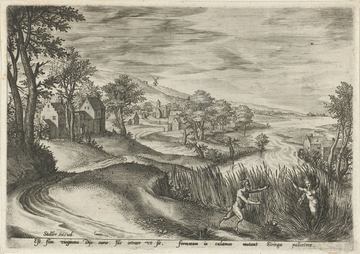 Pan verfolgt die Nymphe Syrinx von Johann Sadeler (I)